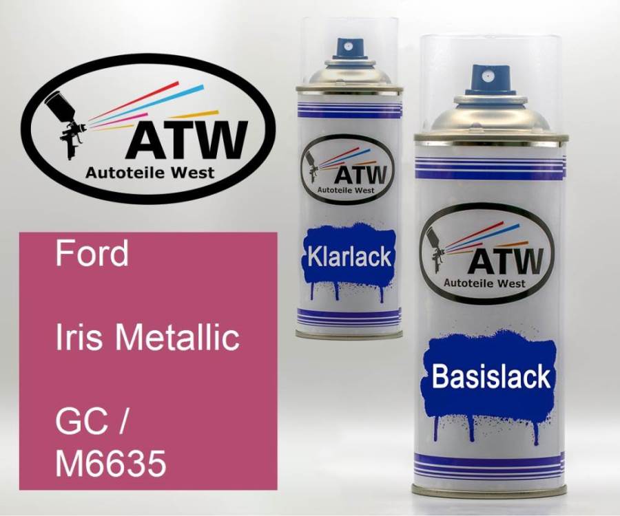 Ford, Iris Metallic, GC / M6635: 400ml Sprühdose + 400ml Klarlack - Set, von ATW Autoteile West.